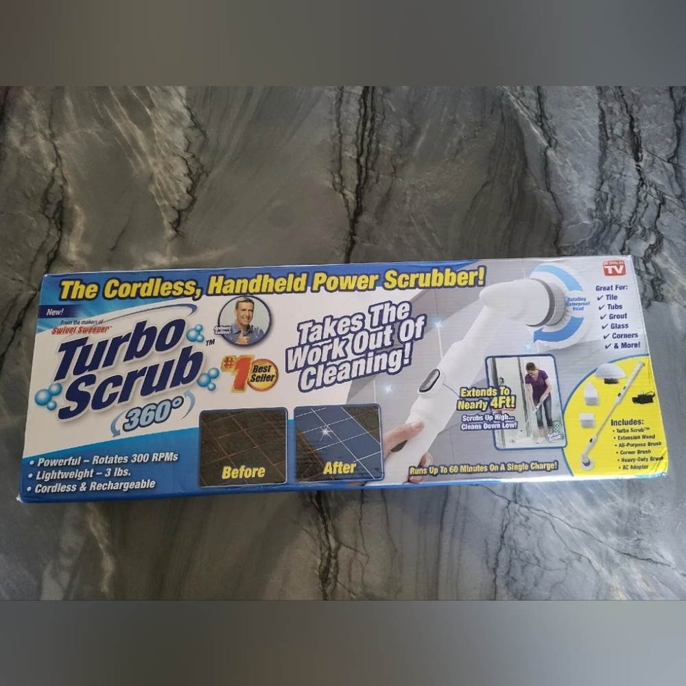 Turbo Scrub pro Cordles Power Scrubber Tile & Floor Cleaning Machine New in Box